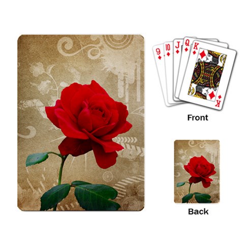 Red Rose Art Playing Cards Single Design from ArtsNow.com Back