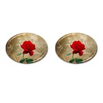 Red Rose Art Cufflinks (Oval)