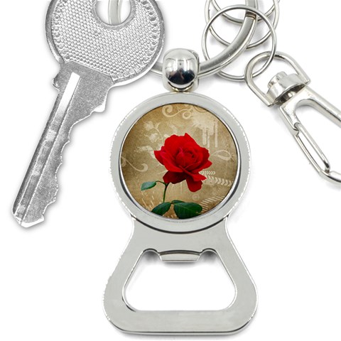 Red Rose Art Bottle Opener Key Chain from ArtsNow.com Front