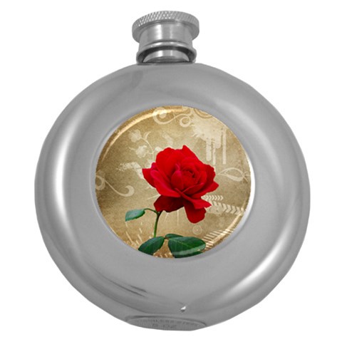 Red Rose Art Hip Flask (5 oz) from ArtsNow.com Front