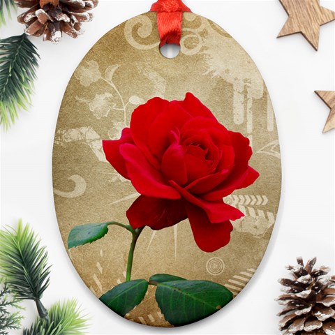 Red Rose Art Oval Ornament (Two Sides) from ArtsNow.com Front