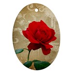 Red Rose Art Oval Ornament (Two Sides)