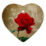 Red Rose Art Heart Ornament (Two Sides)