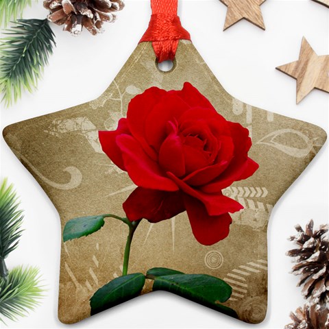 Red Rose Art Star Ornament (Two Sides) from ArtsNow.com Front