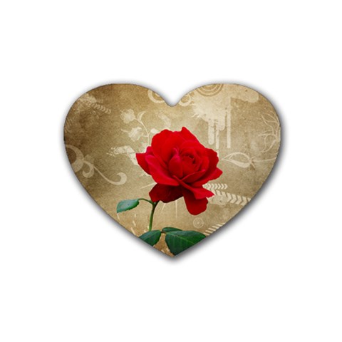 Red Rose Art Rubber Heart Coaster (4 pack) from ArtsNow.com Front