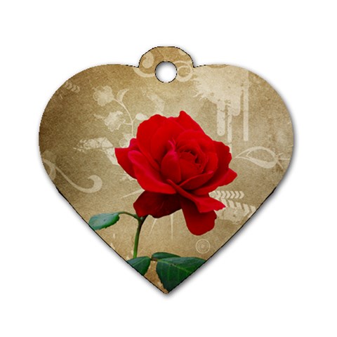 Red Rose Art Dog Tag Heart (One Side) from ArtsNow.com Front