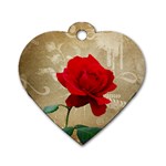 Red Rose Art Dog Tag Heart (Two Sides)