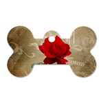 Red Rose Art Dog Tag Bone (Two Sides)