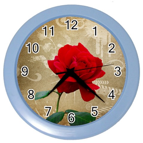 Red Rose Art Color Wall Clock from ArtsNow.com Front