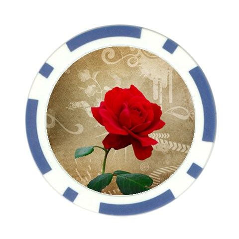 Red Rose Art Poker Chip Card Guard from ArtsNow.com Front