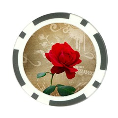 Red Rose Art Poker Chip Card Guard from ArtsNow.com Front