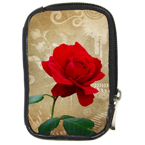 Red Rose Art Compact Camera Leather Case from ArtsNow.com Front