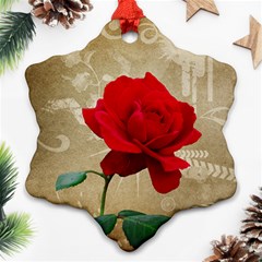 Red Rose Art Snowflake Ornament (Two Sides) from ArtsNow.com Front