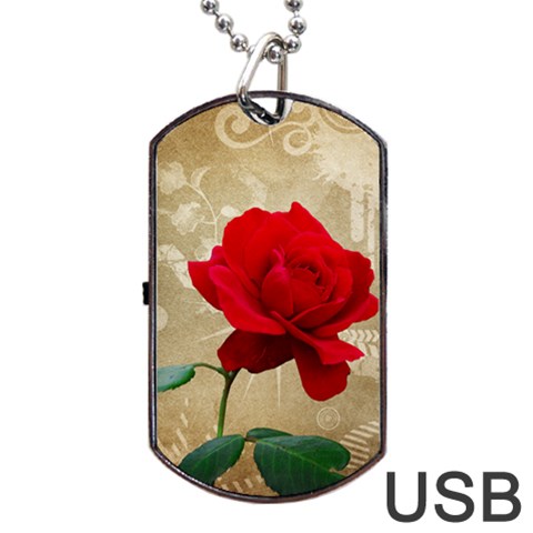 Red Rose Art Dog Tag USB Flash (One Side) from ArtsNow.com Front
