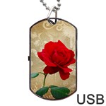 Red Rose Art Dog Tag USB Flash (One Side)