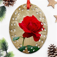 Red Rose Art Oval Filigree Ornament (Two Sides) from ArtsNow.com Back