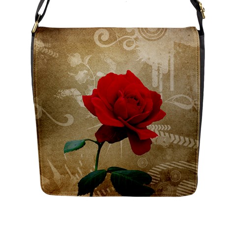 Red Rose Art Flap Closure Messenger Bag (L) from ArtsNow.com Front