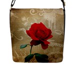 Red Rose Art Flap Closure Messenger Bag (L)