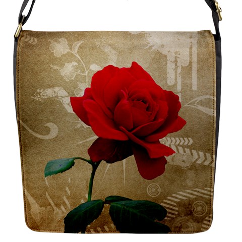 Red Rose Art Flap Closure Messenger Bag (S) from ArtsNow.com Front