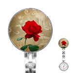 Red Rose Art Stainless Steel Nurses Watch