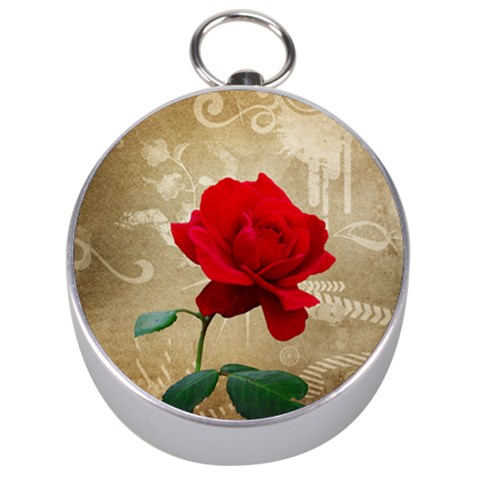 Red Rose Art Silver Compass from ArtsNow.com Front