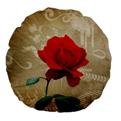 Red Rose Art Large 18  Premium Flano Round Cushion  from ArtsNow.com Front