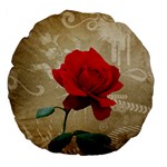 Red Rose Art Large 18  Premium Flano Round Cushion 