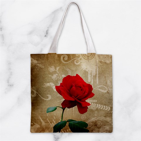 Red Rose Art Zipper Grocery Tote Bag from ArtsNow.com Front