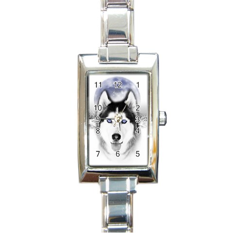 Wolf Moon Mountains Rectangle Italian Charm Watch from ArtsNow.com Front