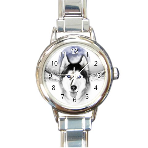 Wolf Moon Mountains Round Italian Charm Watch from ArtsNow.com Front