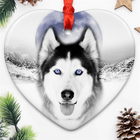 Wolf Moon Mountains Ornament (Heart) from ArtsNow.com Front