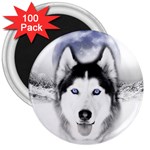 Wolf Moon Mountains 3  Magnet (100 pack)