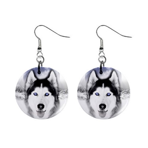 Wolf Moon Mountains 1  Button Earrings from ArtsNow.com Front