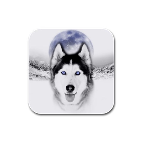Wolf Moon Mountains Rubber Square Coaster (4 pack) from ArtsNow.com Front