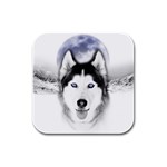 Wolf Moon Mountains Rubber Square Coaster (4 pack)