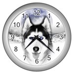 Wolf Moon Mountains Wall Clock (Silver)