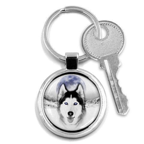 Wolf Moon Mountains Key Chain (Round) from ArtsNow.com Front