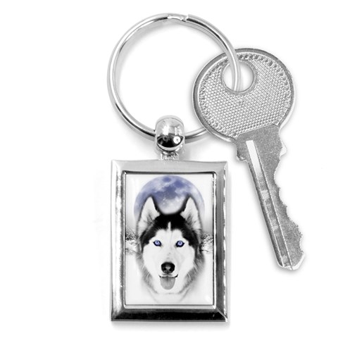 Wolf Moon Mountains Key Chain (Rectangle) from ArtsNow.com Front