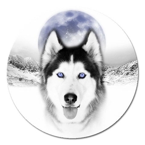 Wolf Moon Mountains Magnet 5  (Round) from ArtsNow.com Front