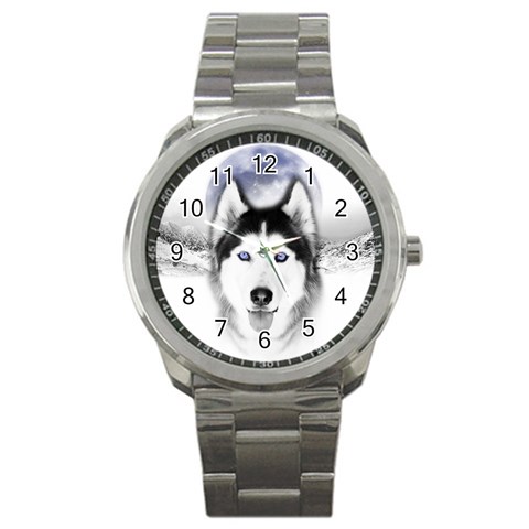 Wolf Moon Mountains Sport Metal Watch from ArtsNow.com Front