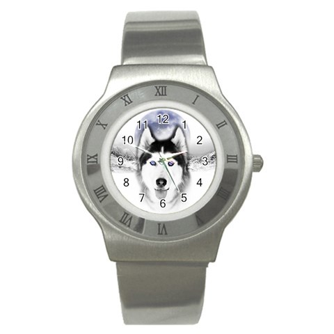 Wolf Moon Mountains Stainless Steel Watch from ArtsNow.com Front