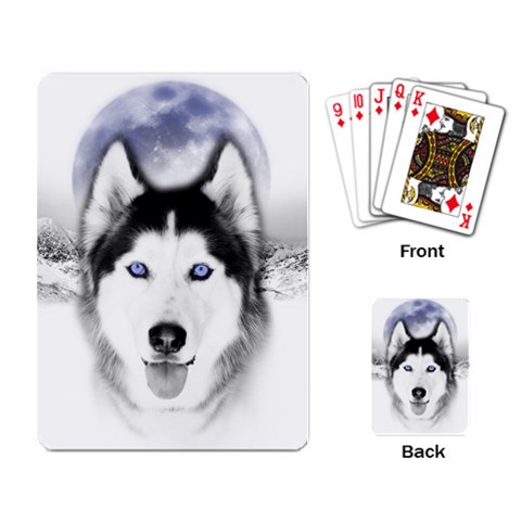 Wolf Moon Mountains Playing Cards Single Design from ArtsNow.com Back