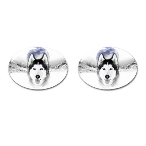 Wolf Moon Mountains Cufflinks (Oval) from ArtsNow.com Front(Pair)