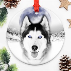 Wolf Moon Mountains Round Ornament (Two Sides) from ArtsNow.com Front