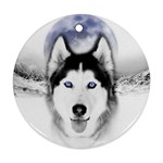 Wolf Moon Mountains Round Ornament (Two Sides)