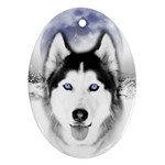 Wolf Moon Mountains Oval Ornament (Two Sides)