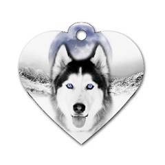 Wolf Moon Mountains Dog Tag Heart (Two Sides) from ArtsNow.com Back