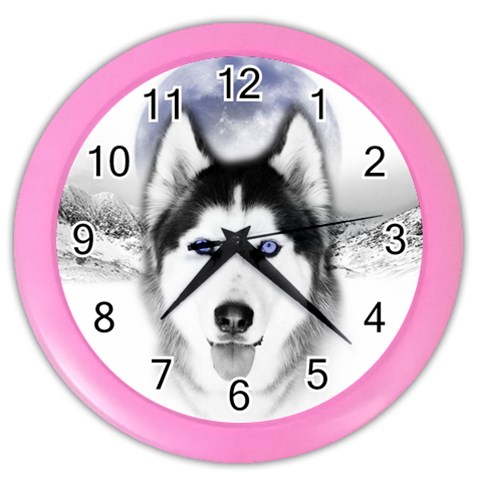 Wolf Moon Mountains Color Wall Clock from ArtsNow.com Front