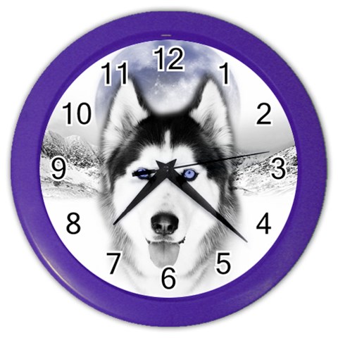 Wolf Moon Mountains Color Wall Clock from ArtsNow.com Front
