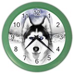 Wolf Moon Mountains Color Wall Clock